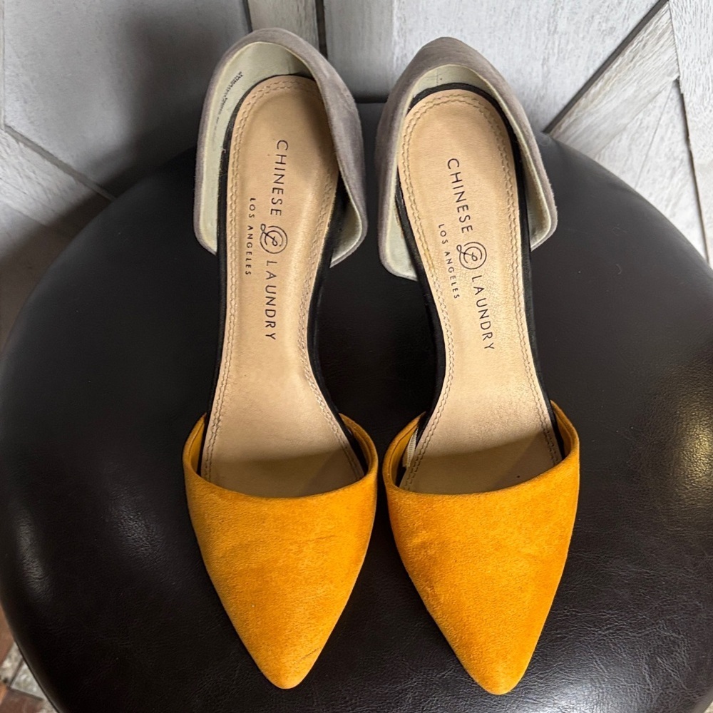 Chinese Laundry Mustard and Gray Heels - Picture 7 of 9